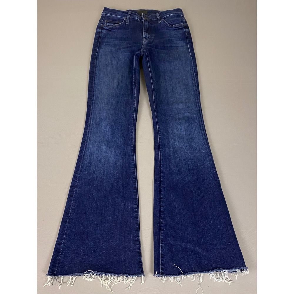 Mother The Weekender Fray Flare Jeans Size 25 Dark Blue Mint Condition Denim